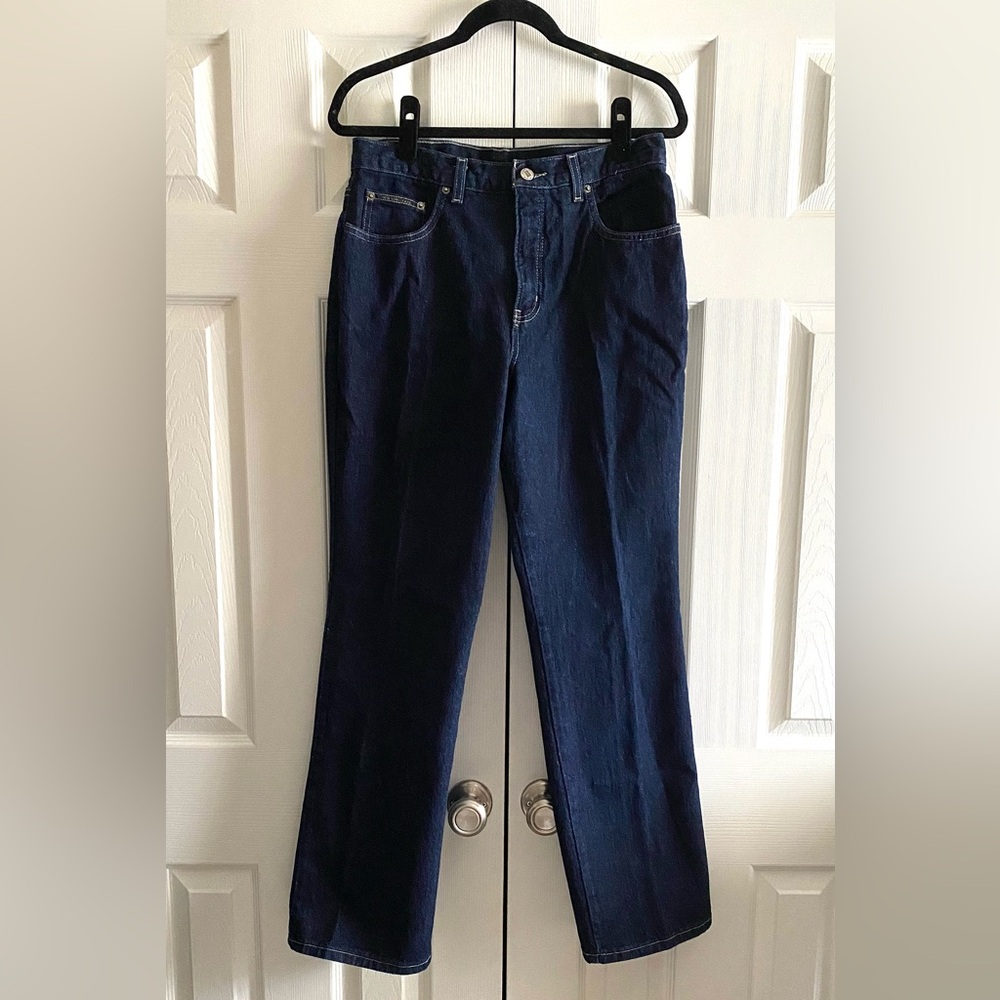 NEW YORK & COMPANY HIGH RISE BOOT CUT JEANS FALL Dark Wash Denim Blue 12